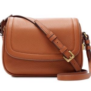 J. Crew Signet Flap Crossbody “Roasted Chestnut” Tan Leather